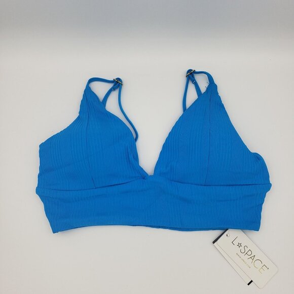 L*Space LSPACE Pointelle Rib Winnie Bikini Top Women Sz Large Electric Blue NWT - Picture 4 of 11